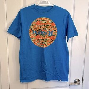 Hurley One & Only Krush Tiger Tee, Mens Medium Turquoise Regular Fit T-Shirt